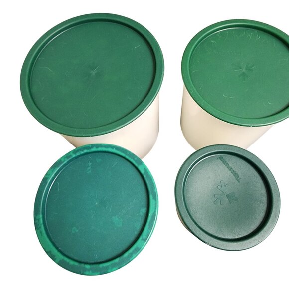 Vintage Tupperware Canister Set With Green Lids - Picture 2 of 3